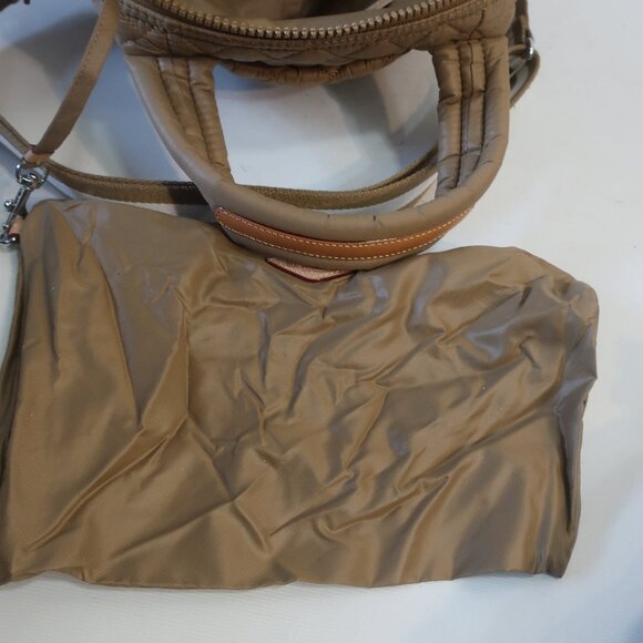 Authentic Womens MZ Wallace Small Sutton Deluxe Amber Tan Quilted Nylon Handbag - Picture 12 of 13